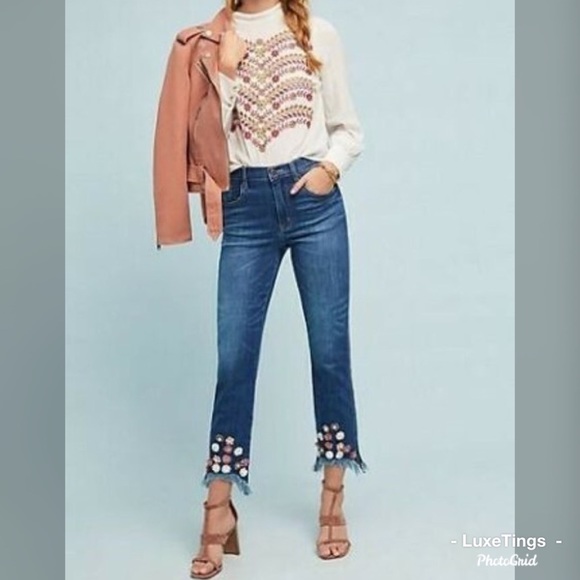 Anthropologie Denim - {Ella Moss} High Rise Cropped Skinny Flowers Jeans